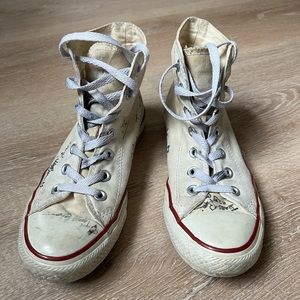 White Canvas Converse High Tops | Chuck Taylors | Autographed/Signed/Written on